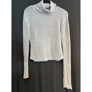 Women's Gray Airport Soft Long Sleeve Turtle Neck Sweater Size L